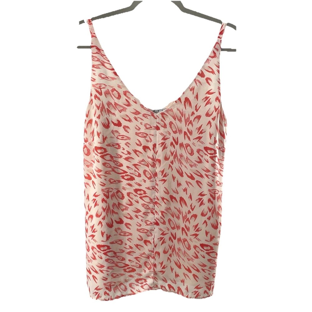 CAbi Women’s M Coral Cream Animal Print Sleeveless Tank Blouse Adjustable Straps